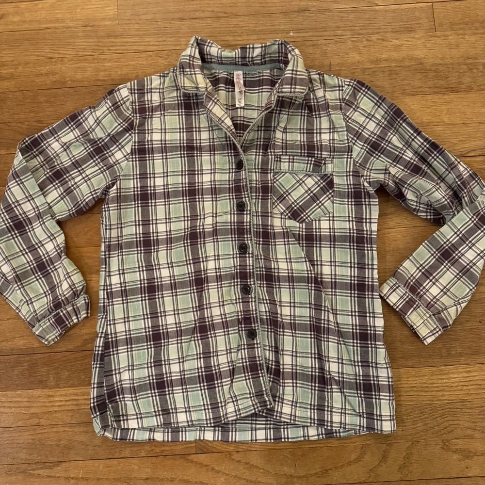 Gilligan & O’Malley Flannel Pajama Top – Plaid Button-Up Sleep Shirt Sz SP
 b20